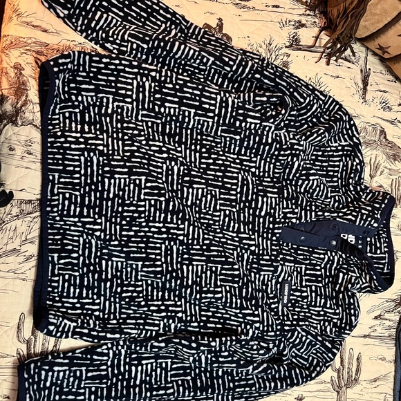 Unisex Navy and White snap neck fleece - Picture 1 of 1